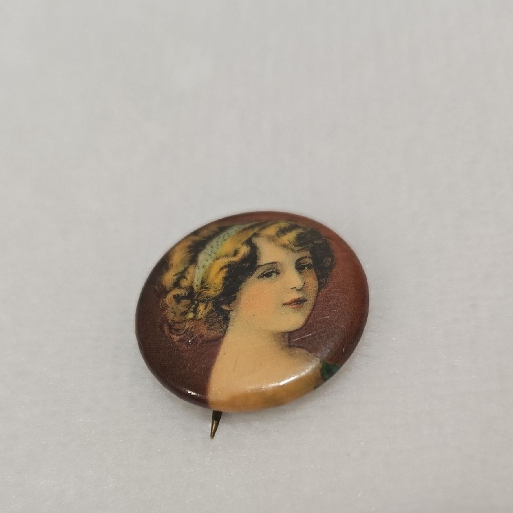 1896 Antique Cigarette Pin Featuring A Beautiful Lady
